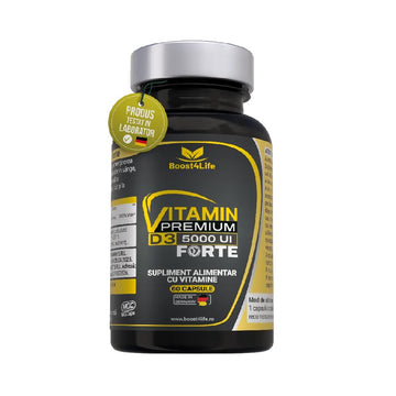 Vitamina D3 5000 UI 60 capsule moi, Boost4Life, Vitamina D3 sub forma de capsule vegetale