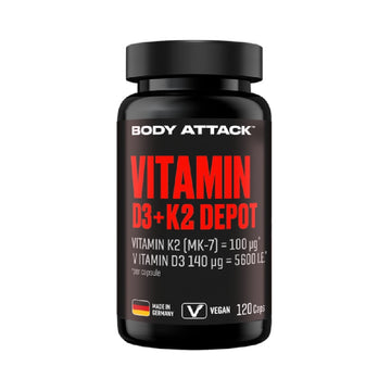 Vitamin D3 + K2 Depot 120 capsule, Body Attack