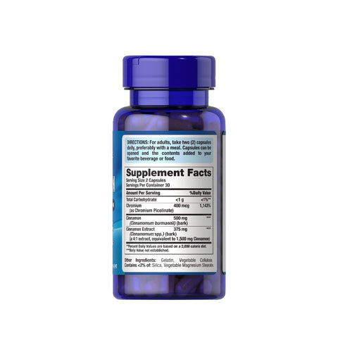 Cinnamon Complex with Chromium 2000mg, 60 capsules, Puritan's Pride, Health Food Supplement 