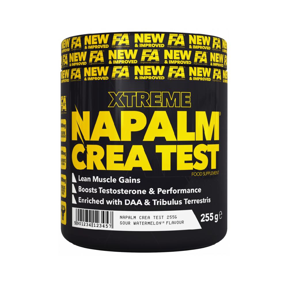 Xtreme Napalm Crea Test, 255g, Fitness Authority, Supliment alimentar sub forma de pudra de tip pre-workout