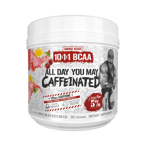 All Day You May Caffeinated 465g, pudra,  5% Nutrition, Aminoacizi BCAA 10:1:1 cu cafeina din surse naturale