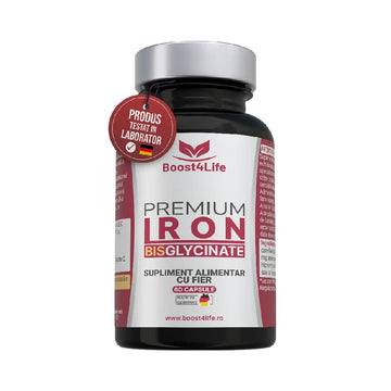 Fier bisglicinat 60 capsule vegane, Boost4Life, Fier sub forma de bisglicinat