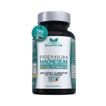 Magneziu Bisglicinat Premium 815 mg 60 capsule vegane, Boost4Life, Magneziu sub forma de bisglicinat