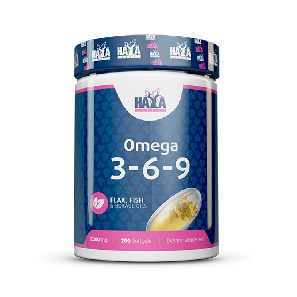 Omega 3-6-9 1200mg, 200 capsule noi, Haya Labs, Acizi grasi din ulei de peste