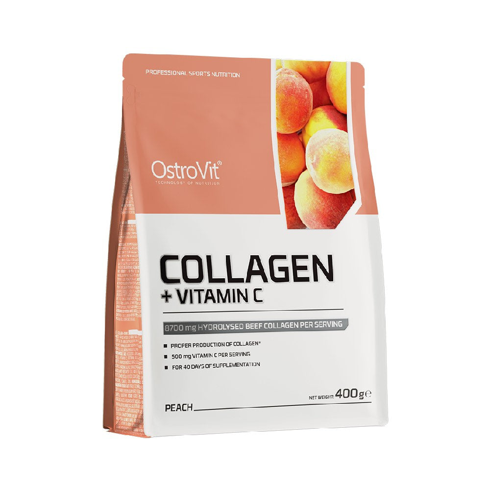 Colagen + Vitamina C 400g, pudra, Ostrovit, Supliment alimentar pentru oase, articulatii si piele