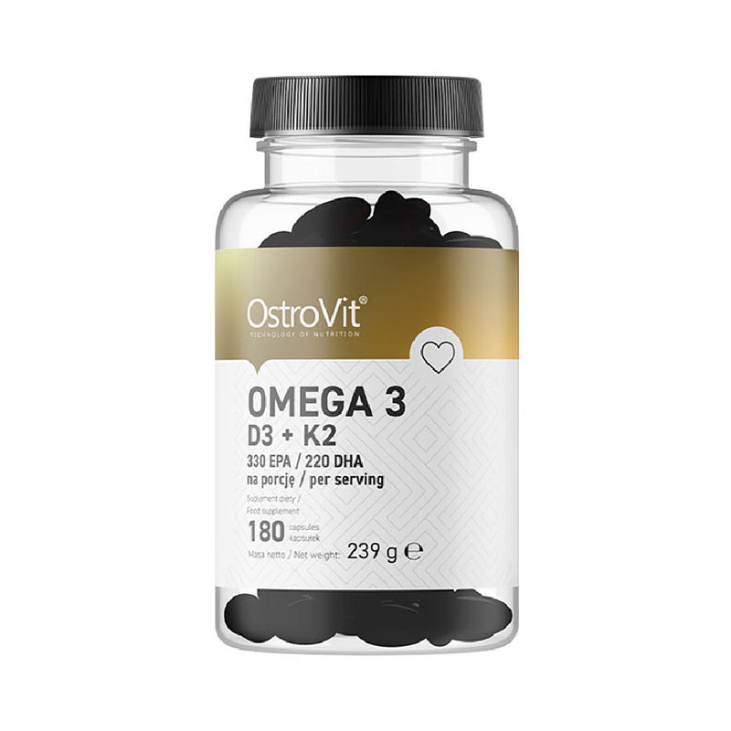 Acizi grasi Omega | Omega 3 D3+K2 1000mg, 180 capsule, Ostrovit, Supliment pe baza de ulei de peste 0