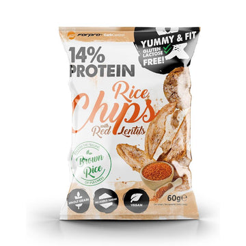 14% Chipsuri proteice din orez cu linte rosie 60g