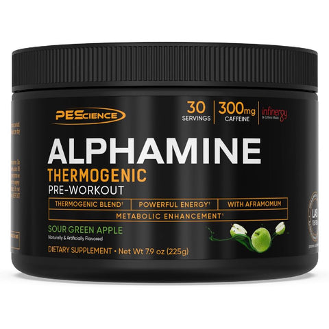 Alphamine 225g, pudra, PEScience, Supliment alimentar de tip pre-workout cu cofeina
