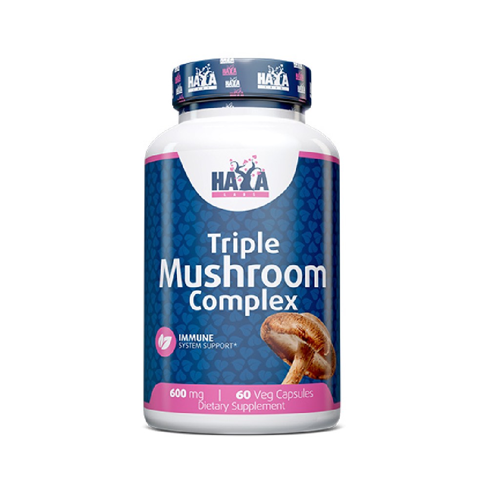 Triple Mushroom Complex 600mg 60 capsule, Haya Labs, Supliment alimentar pentru sanatate