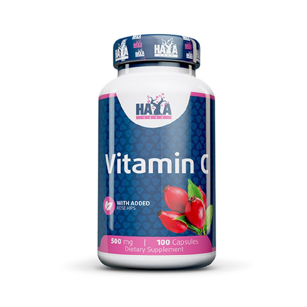 Vitamin C with Rose Hips 500mg 100 capsule, Haya Labs, Supliment alimentar pentru imunitate