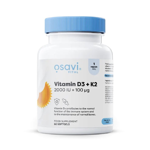 D3 + K2 2000IU+100mcg 60 capsule moi, Osavi, Supliment alimentar de tip vitamine
