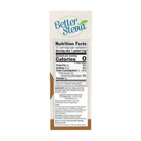 Arome si indulcitori BetterStevia, 75 plicuri x 1g, Now Foods, Indulcitor natural cu aroma de vanilie 2