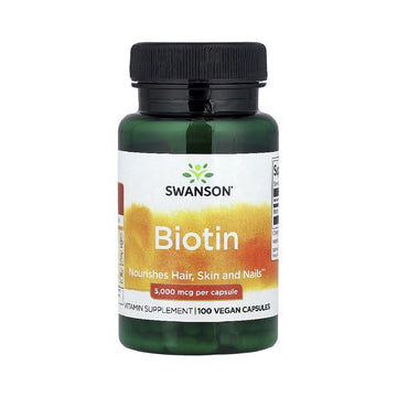 Suplimente sanatate Biotin 5000mcg 100 capsule, Swanson, Supliment alimentar pentru par, piele si unghii 1