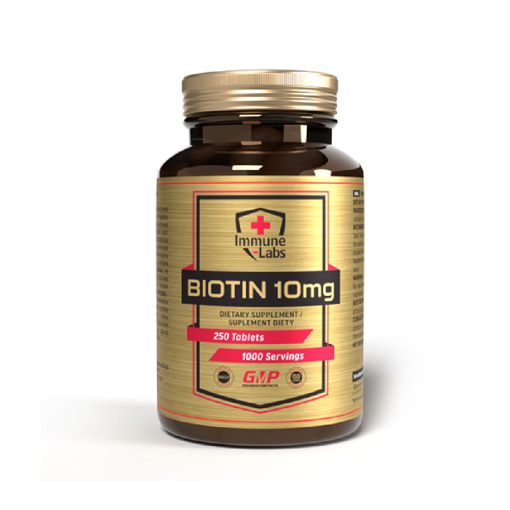 Biotina 10mg, 250 tablete, Immune Labs, Supliment alimentar pentru piele si par