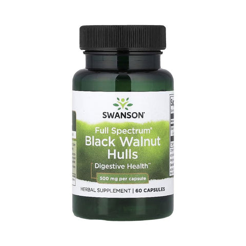 Digestie Black Walnut Hulls (Coaja de nuca neagra) 500mg, 60 capsule, Swanson, Supliment alimentar pentru sanatate 1