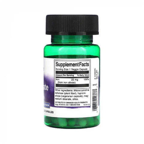 Citrat de fier 25mg, 60 capsule, Swanson, Supliment alimentar pentru sanatate 2