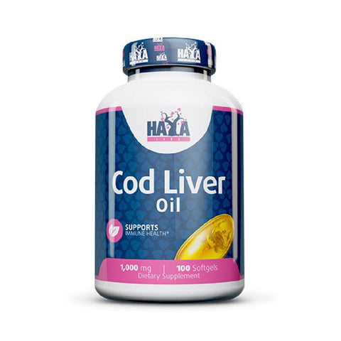 Cod LiverI Oil 1000mg 100 capsule moi, Haya Labs, Acizi grasi omega 3 1