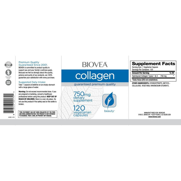 Colagen 750mg, 120 capsule, Biovea, Supliment alimentar pentru oase si articulatii 2