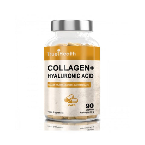Colagen Colagen + Acid hialuronic 90vcapsule, True Health, Supliment colagen bovin pentru hidratarea pielii si sanatatea articulatiilor 1