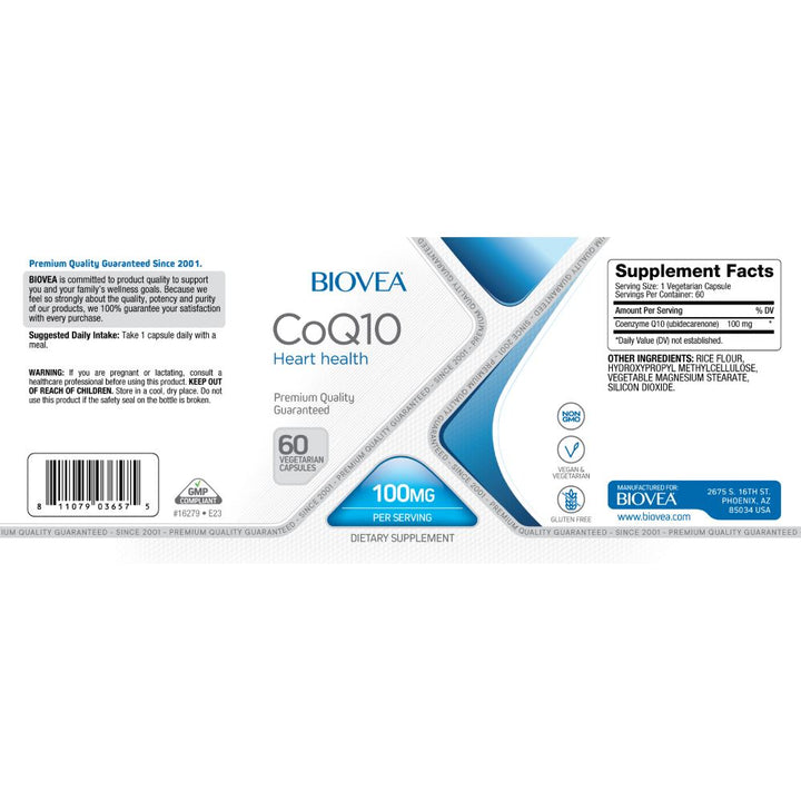 CoQ10 100mg, 60 capsule, Biovea, Supliment alimentar pentru sanatate 2