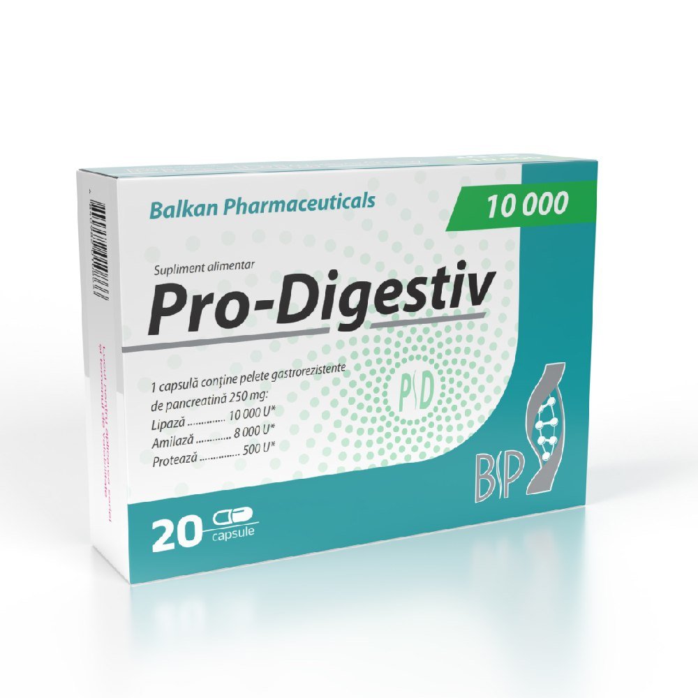 Digestie | Pro-Digestiv 10000 20 capsule, Balkan Pharmaceuticals, Supliment alimentar pentru digestie 0