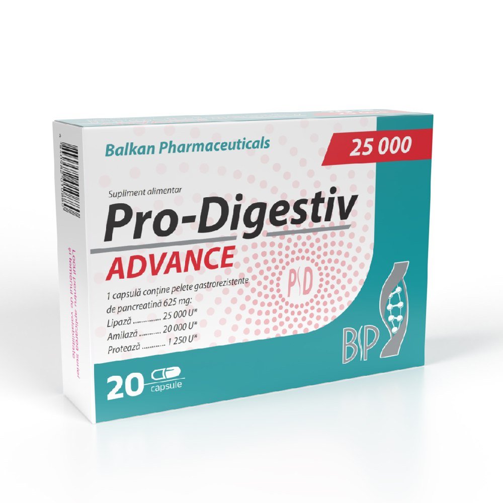 Pro-Digestiv 25000 20 capsule, Balkan Pharmaceuticals, Supliment ...