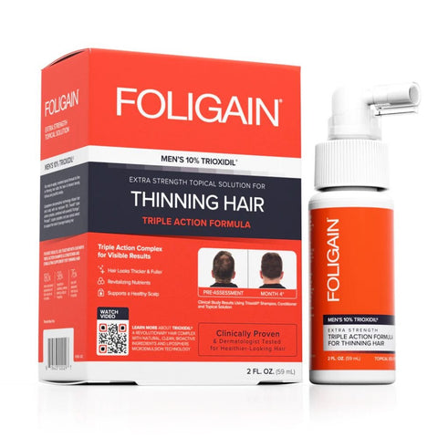 Suplimente sanatate Formula completa cu tripla actiune pentru rarirea parului pentru barbati 10% trioxidil, 59ml, Foligain 1