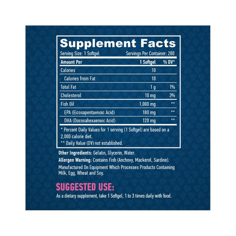 Acizi grasi Omega | Omega 3 1000mg, 200 capsule, Haya Labs, Acizi grasi din ulei de peste 1