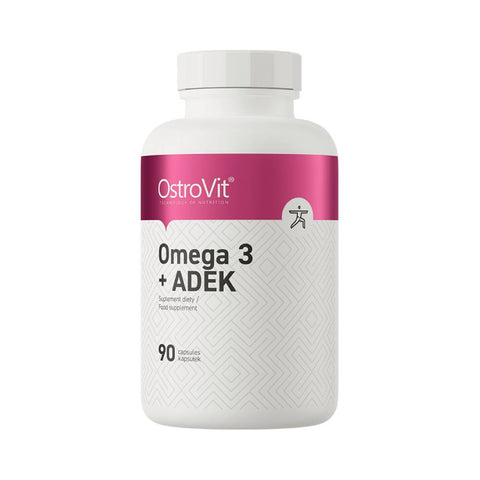 Acizi grasi Omega | Omega 3 + ADEK, 90 capsule, Ostrovit, Acizi grasi din ulei de peste + complex de vitamine 0