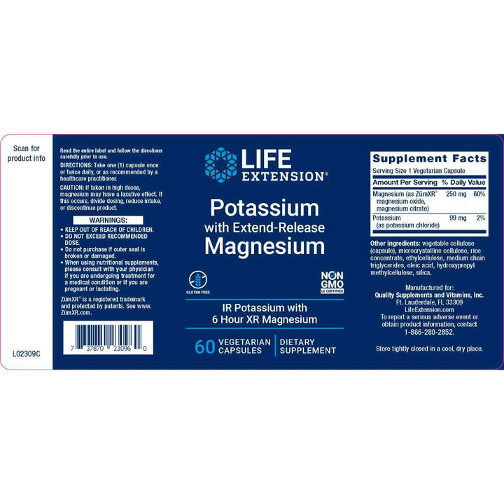 Potasiu si magneziu cu eliberare extinsa, 60 capsule, Life Extension, Supliment alimentar pentru sanatate 2