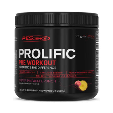 Pre-workout Prolific 280g, pudra, PEScience, Pre-workout pentru energie, focus si performanta sportiva 1