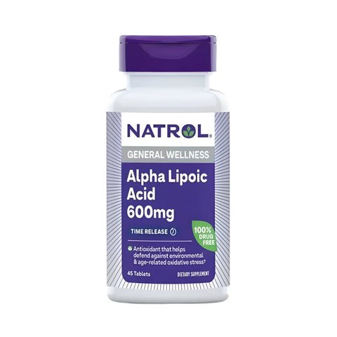 Suplimente sanatate Acid alfa - lipoic 600mg, 45 tablete, Natrol, Supliment antioxidanti sportivi 1