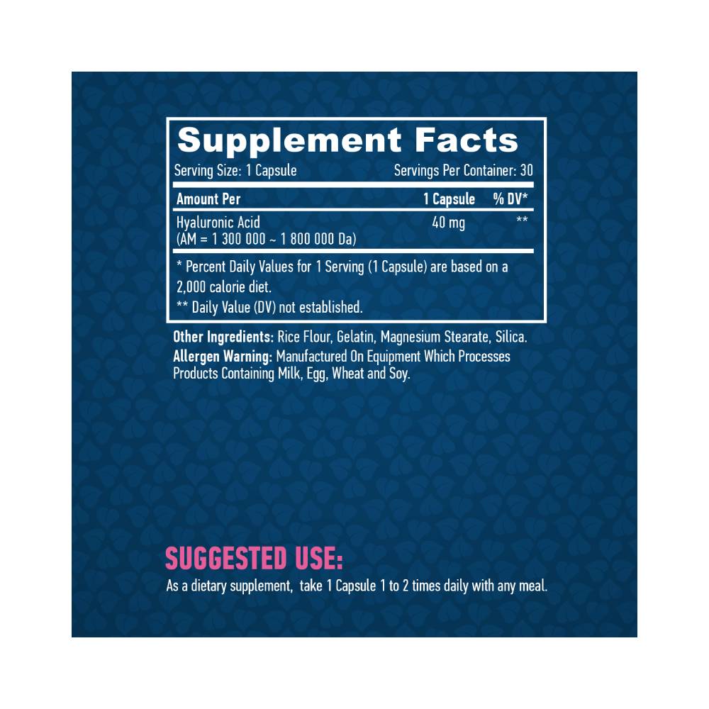undefined | Acid hialuronic 40mg, 30 capsule, Haya Labs, Supliment alimentar pentru sanatate si frumusete 1