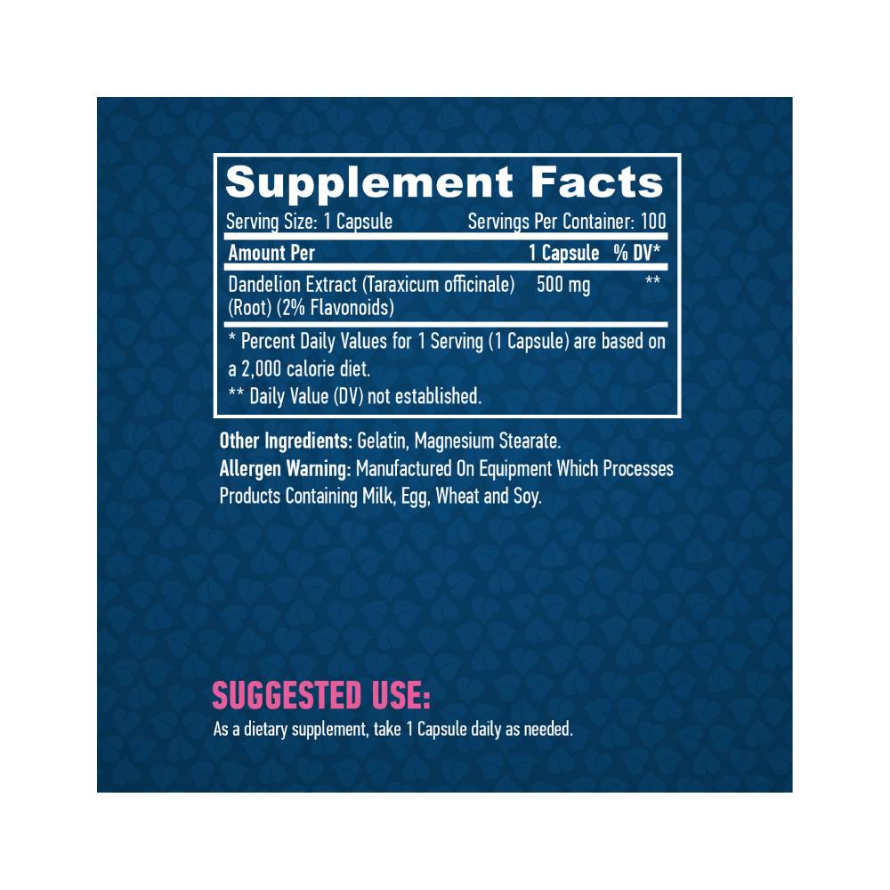 undefined | Extract de radacina de Papadie 500mg, 100 capsule, Haya Labs, Supliment alimentar pentru sanatate 1