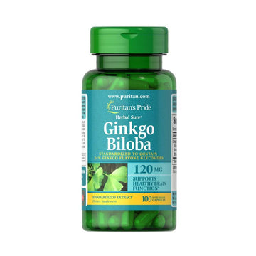 Stimulatoare focus | Ginkgo Biloba 120mg, 100 capsule, Puritan's Pride, Supliment alimentar pentru concentrare 0