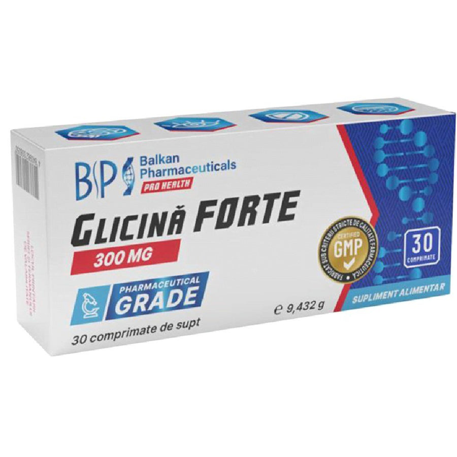 Suplimente antistres | Glicina Forte 300mg, 30 capsule, Balkan Pharmaceuticals, Supliment alimentar anti-stres 0