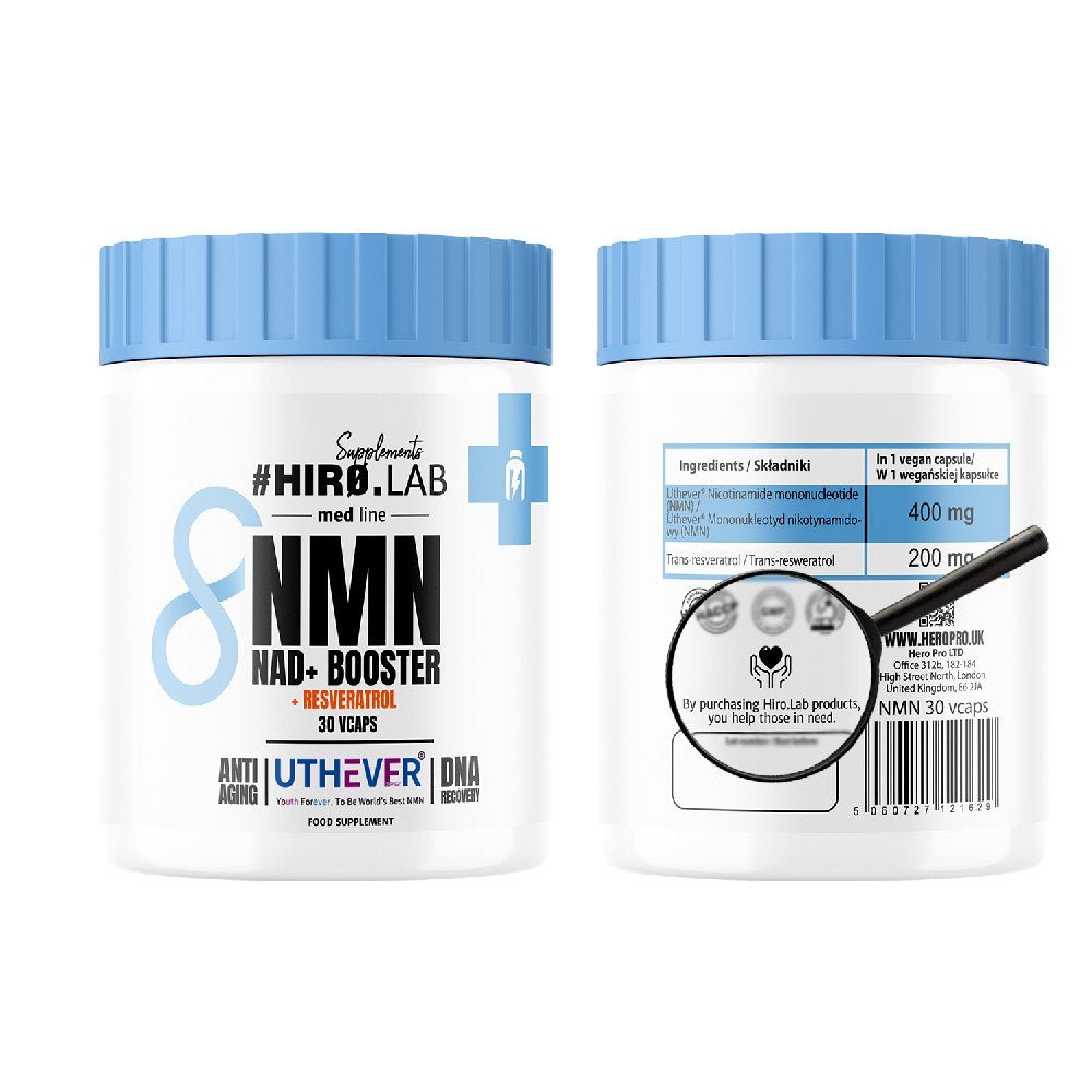 Hirolab | NMN Nad+Booster+Resveratrol, 30 capsule vegane, Supliment alimentar pentru reducerea imbatranirii celulare 1