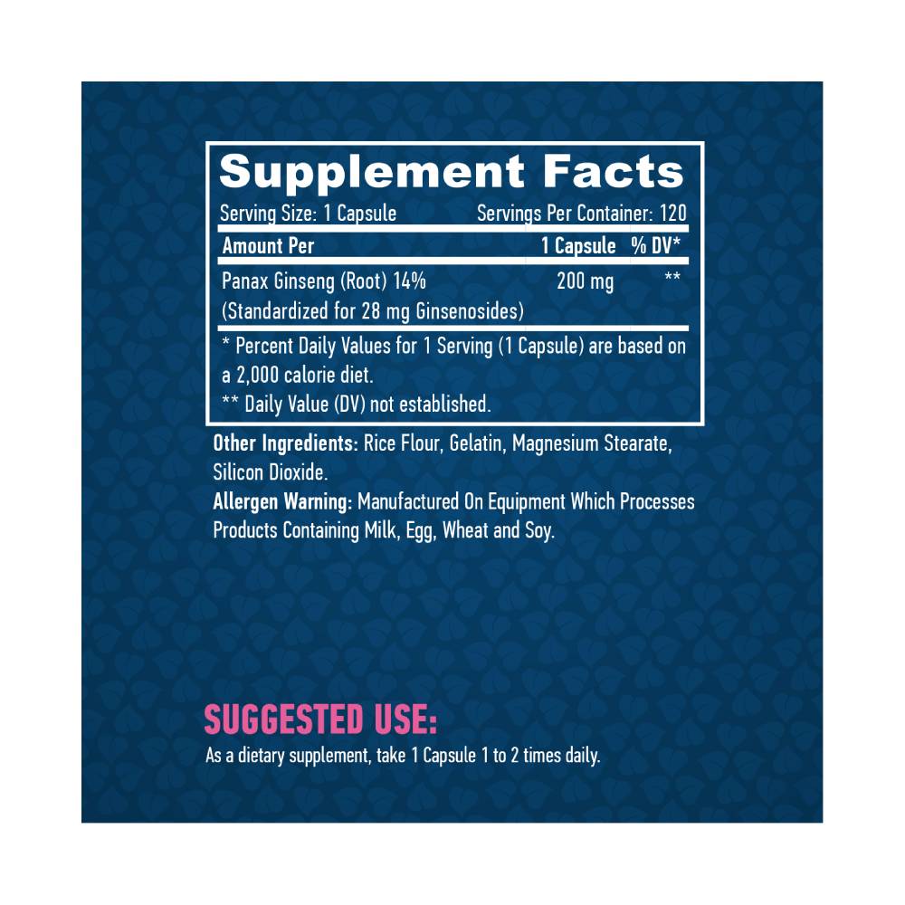 undefined | Panax Ginseng 200mg, 120 capsule, Haya Labs, Supliment alimentar pentru sanatate 1