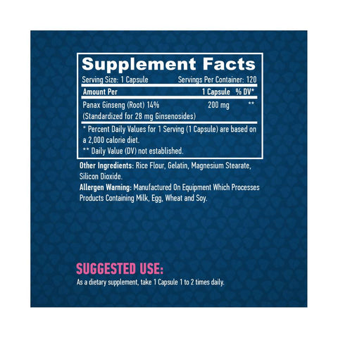 undefined | Panax Ginseng 200mg, 120 capsule, Haya Labs, Supliment alimentar pentru sanatate 1