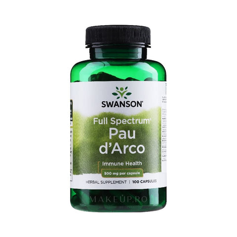 Suplimente sanatate Pau D'Arco 500mg, 100 capsule, Swanson, Supliment alimentar pentru imunitate 1