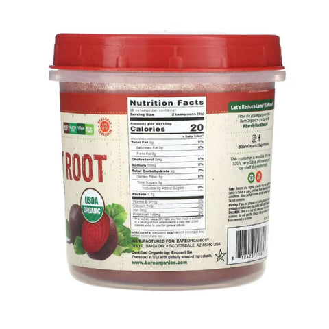 Suplimente sanatate Pudra de sfecla rosie organica, 227g, BareOrganics, Supliment alimentar pentru sanatate 2
