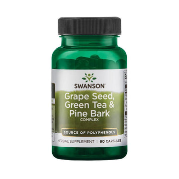 Swanson | Seminte de struguri, ceai verde si scoarta de pin, 60 capsule, Swanson, Supliment alimentar pentru sanatatea generala 0