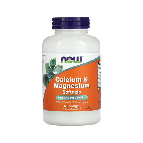 Minerale | Calciu & Magneziu 120 capsule, Now Foods, Supliment alimentar cu adaos de vitamina D si zinc 0