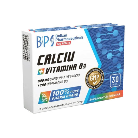 Balkan Pharmaceuticals | Calciu + Vitamina D3 30 capsule, Balkan Pharmaceuticals, Supliment alimentar pentru oase si imunitate 0