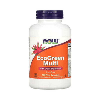 Vitamine si minerale EcoGreen Multi 180 capsule vegane, Now Foods, Superalimente verzi 1