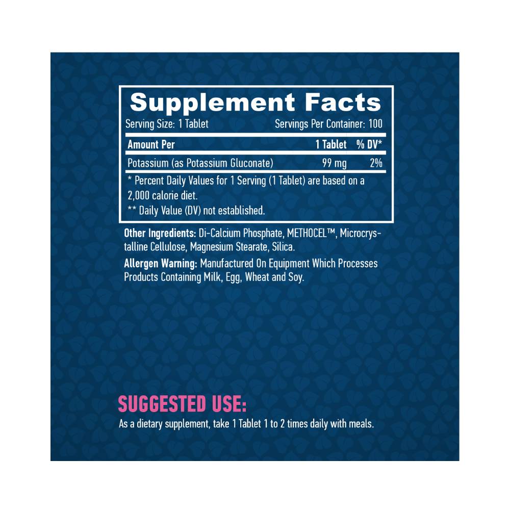 Minerale | Gluconat de potasiu 99mg, 100 tablete, Haya Labs, Supliment alimentar pentru sanatate 1