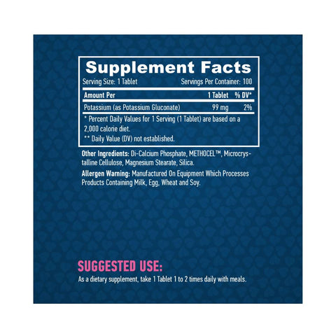 Minerale | Gluconat de potasiu 99mg, 100 tablete, Haya Labs, Supliment alimentar pentru sanatate 1