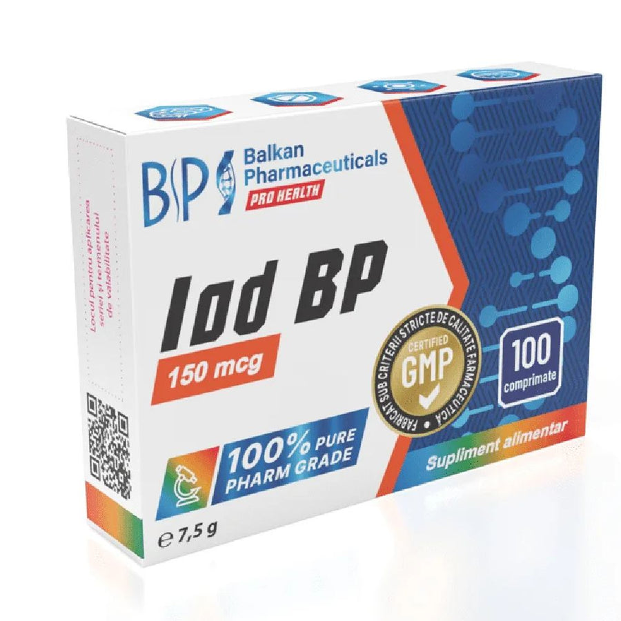 Minerale | Iod BP 150mcg, 100 capsule, Balkan Pharmaceuticals, Supliment alimentar pentru sustinerea tiroidei 0