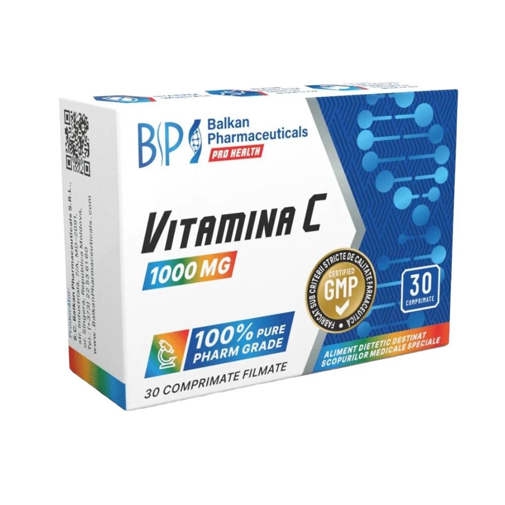 Vitamine | Vitamina C 1000mg, 30 capsule, Balkan Pharmaceuticals, Supliment alimentar pentru sanatate 0