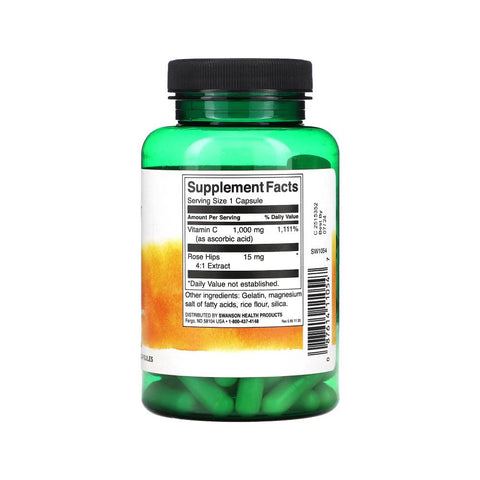 Vitamine | Vitamina C cu macese 1000mg, 90 capsule, Swanson, Supliment alimentar pentru sanatate 1